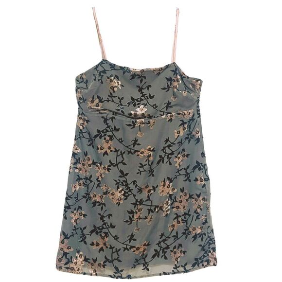 Whimsygoth Charcoal Moody Floral Burnout Sheer Mini Dress Medium - Picture 2 of 16